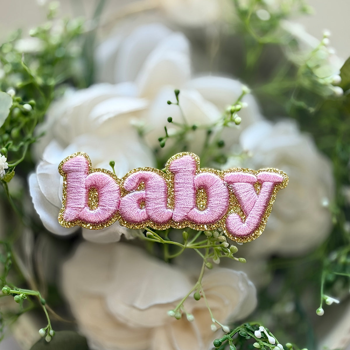 Pink & Glitter Baby Iron on Patch