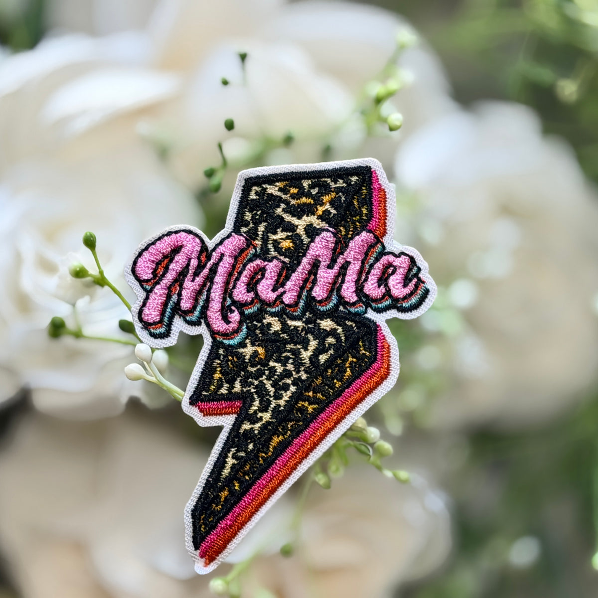 Mama Leopard Lightening Bolt Iron on Patch