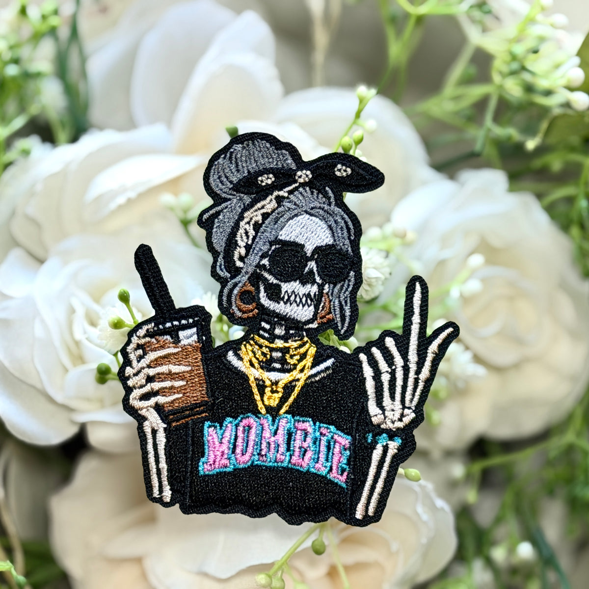 Mombie Skeleton Iron on Patch