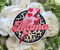 Pink Leopard Heart Mama Iron on Patch