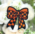 Orange Plaid Bow Iron on Patch