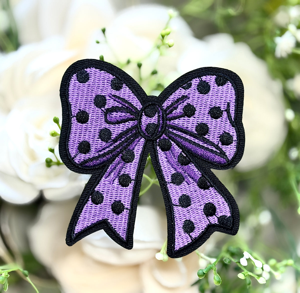 Purple Spooky Bow Iron on Patch