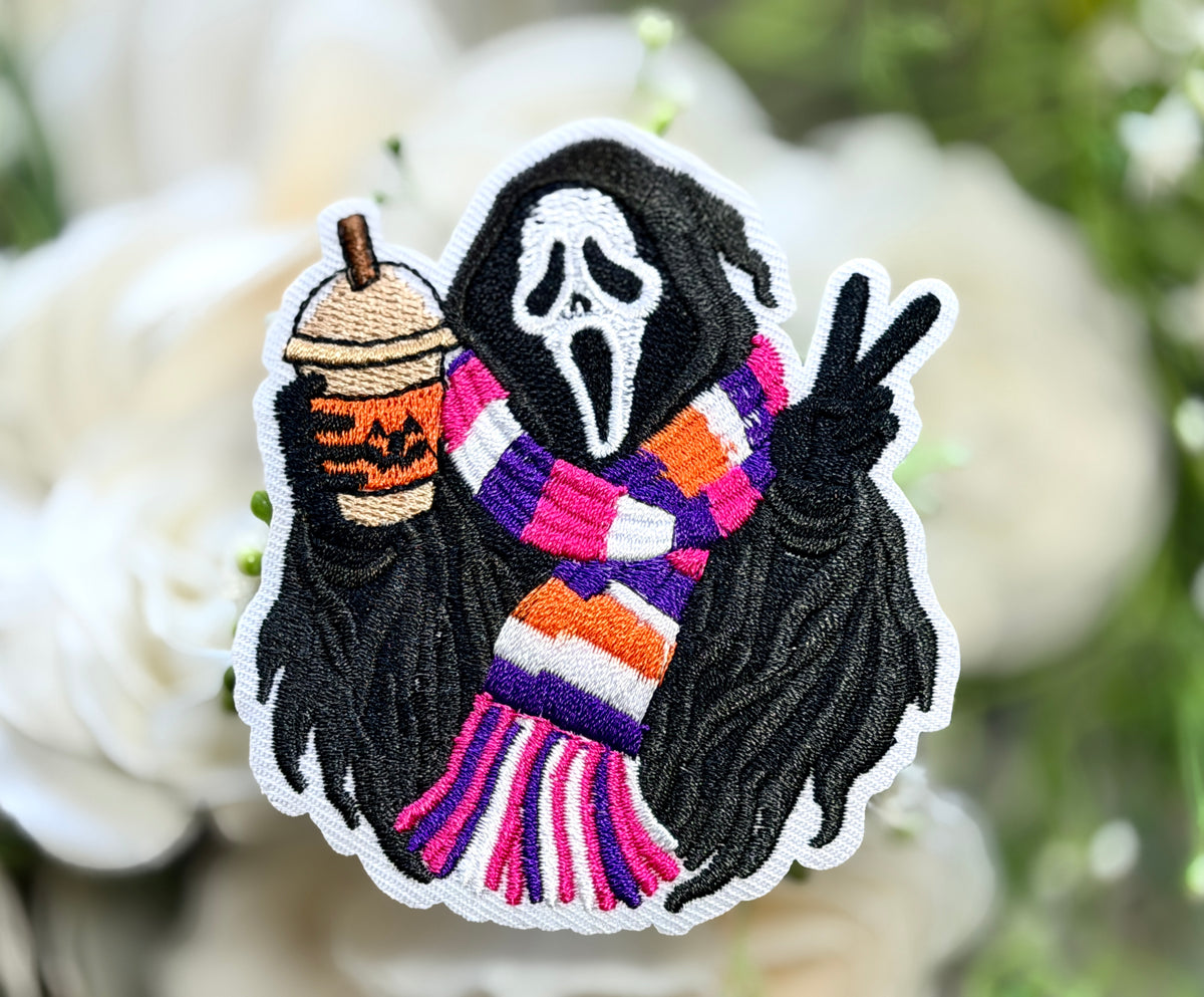 Ghostface Coffee Iron on Patch