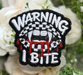 Warning I Bite Iron on Patch
