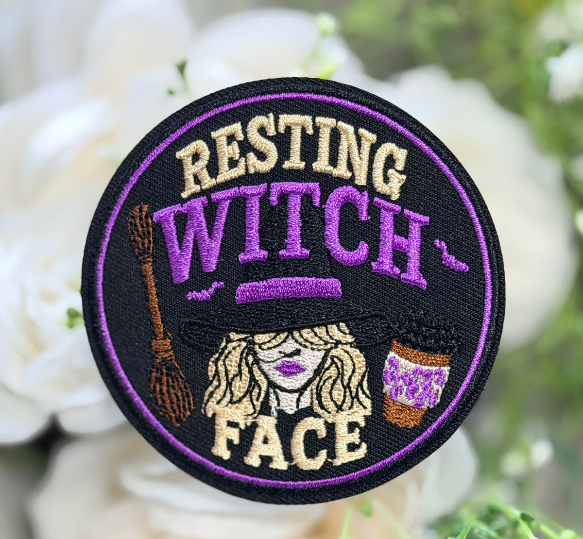 Resting Witch Face Iron on Patch