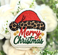 Cheetah Hat Merry Christmas Iron on Patch