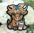 Cowgirl Highland Cow Iron on Patch