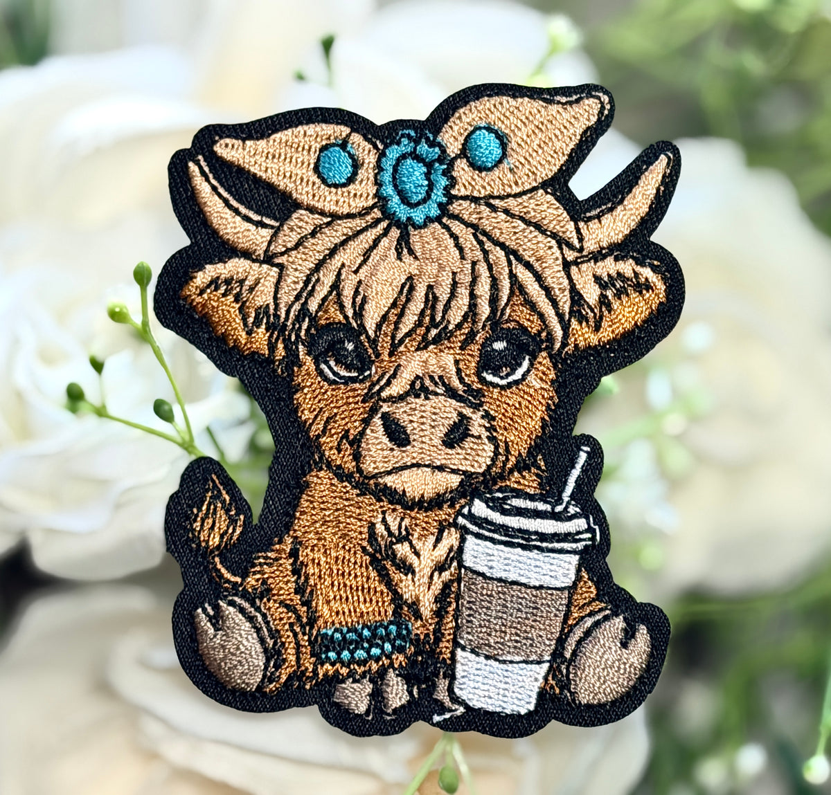 Cowgirl Highland Cow Iron on Patch