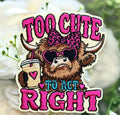 Too Cute to Act Right Iron on Patch