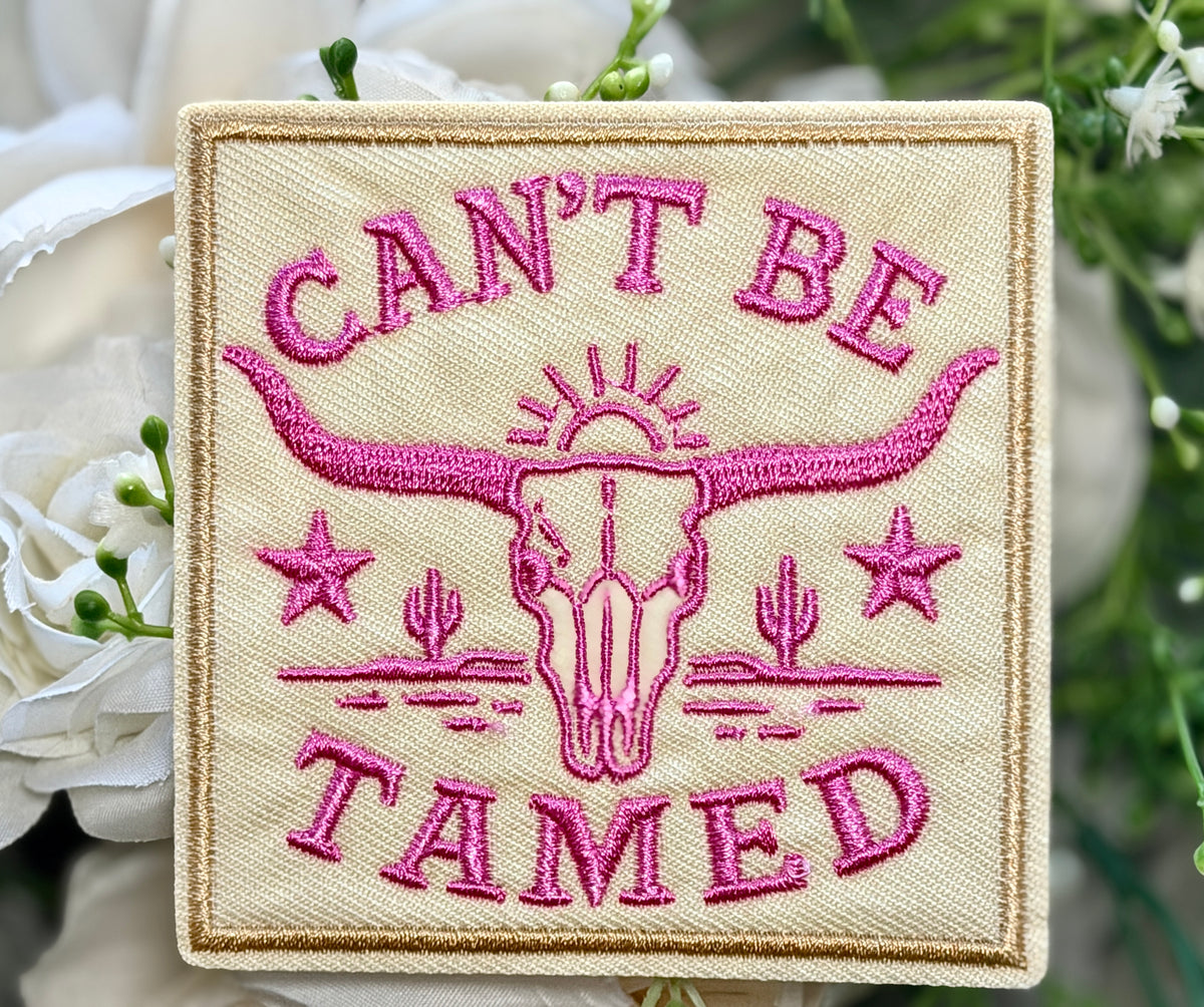 Can't Be Tamed Longhorn Iron on Patch