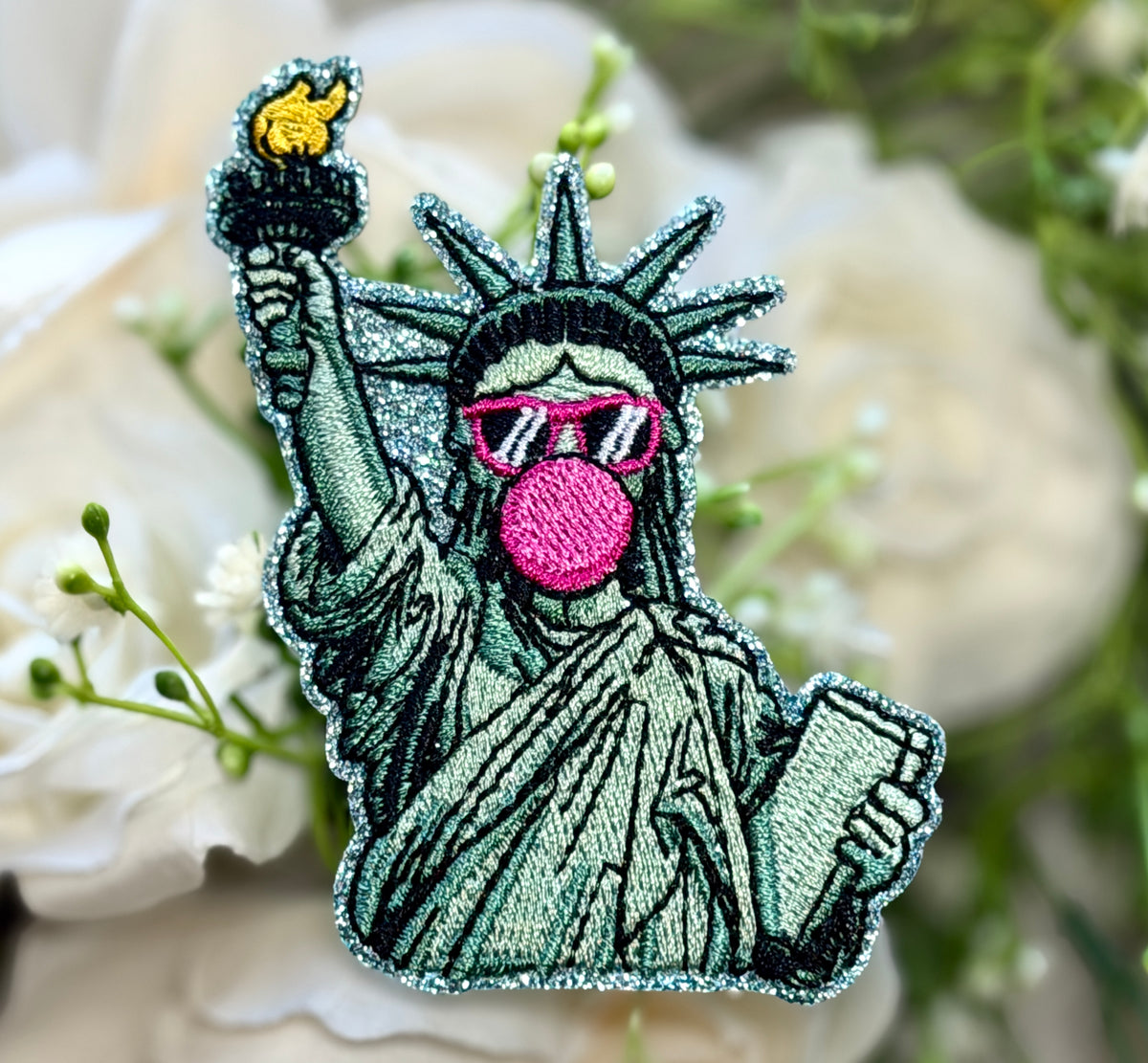 Liberty Blowing Bubbles Iron on Patch