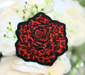 Red Black Leopard Rose Iron on Patch