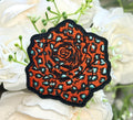Blue Orange Leopard Rose Iron on Patch