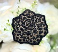 Black Gray leopard Rose Iron on Patch
