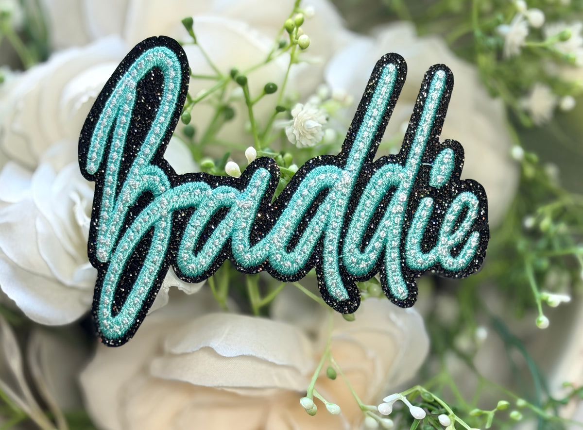 Baddie Blue Script Iron on Patch