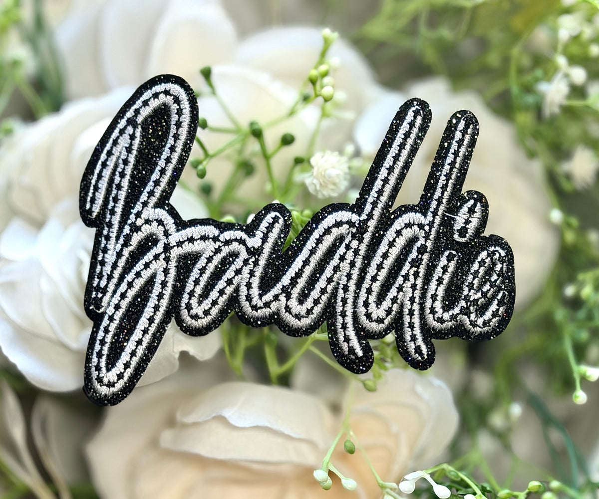 Baddie Black and White  Script Iron on Patch