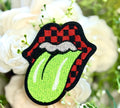 Green Tongue, Lips Iron on Patch