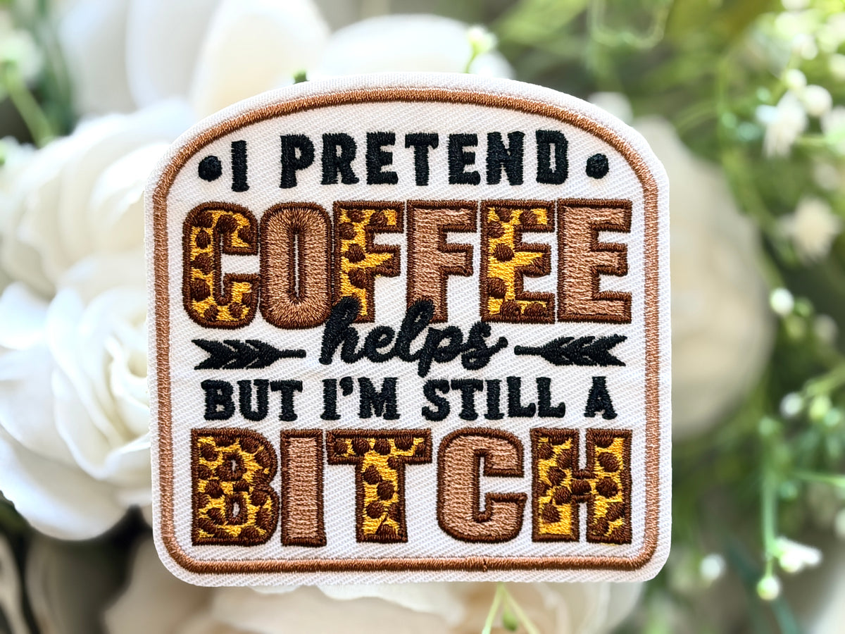 Coffee Pretending Iron on Patch