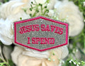 Jesus Saves I Spend Iron on Patch