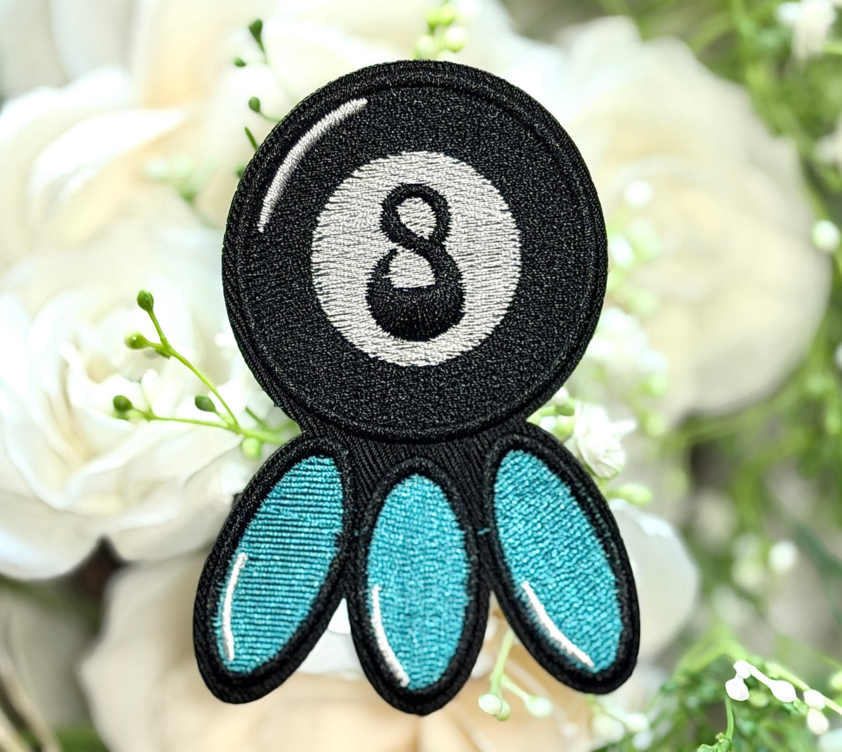 Turquoise 8 Ball Iron on Patch