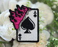 Flaming Ace Card Iron on Patch