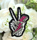 Pink Peace Bone Hand Iron on Patch