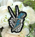 Blue Peace Bone Hand Iron on Patch