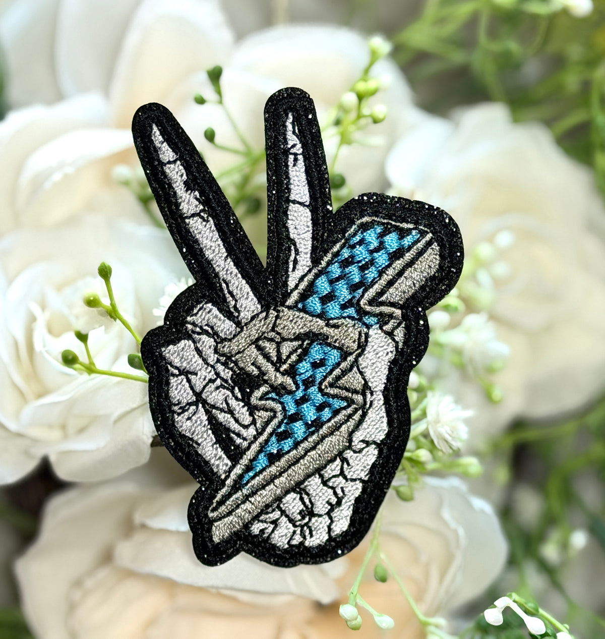 Blue Peace Bone Hand Iron on Patch