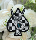 Checkered Skull Spade Iron on Patch