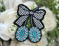 Turquoise Cherries bow Iron on Patch