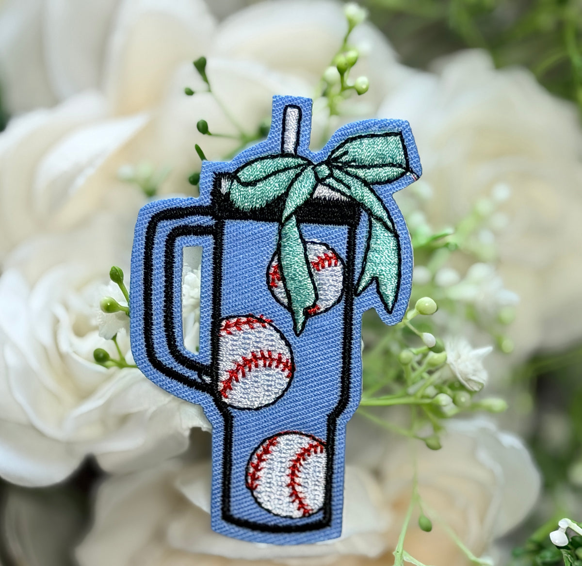 Baseball Blue Drink Iron on Patch