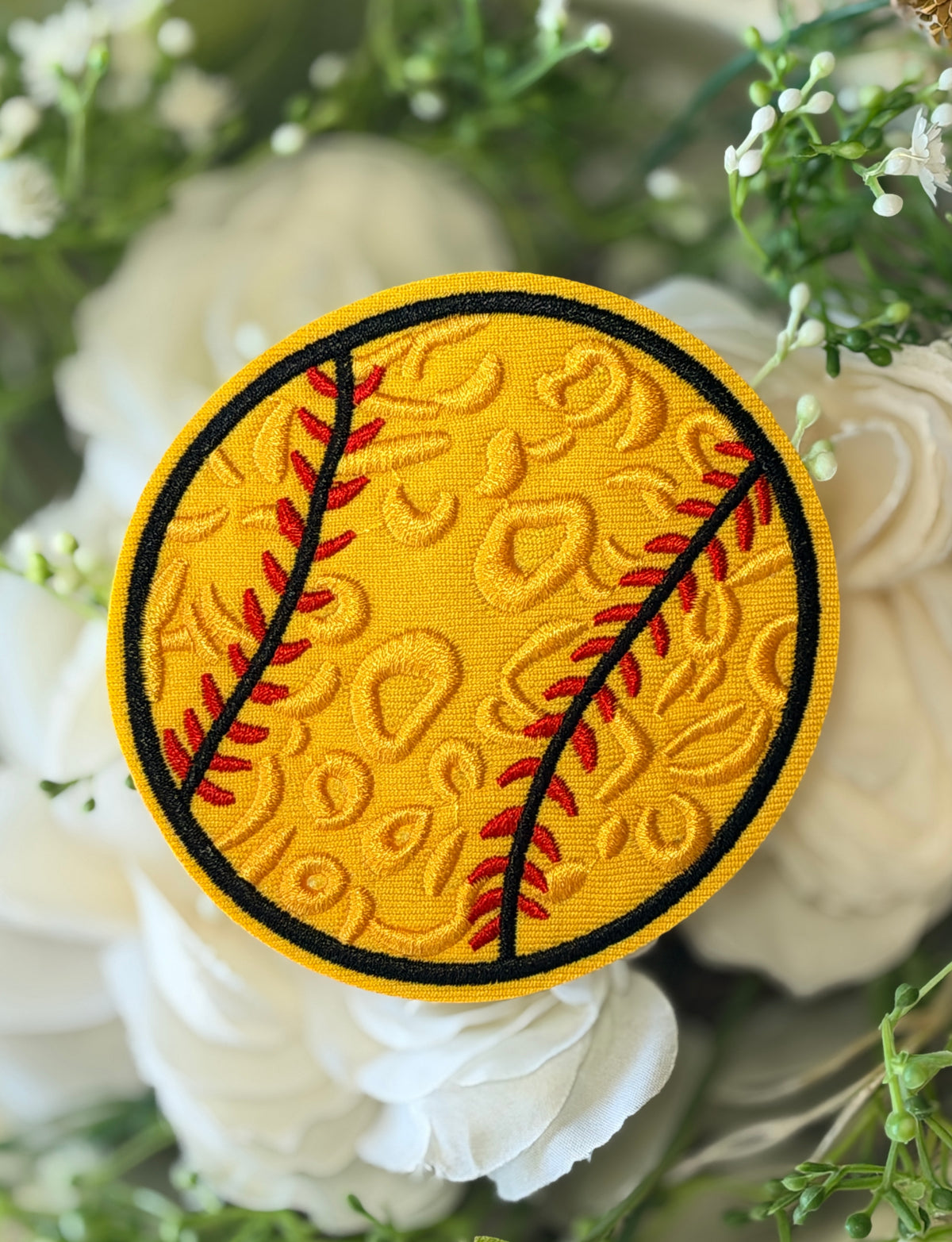Yerllow Leopard Print Softball Iron on Patch
