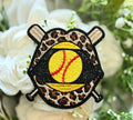 Glitter Leopard Softball Mouth Iron on Patch
