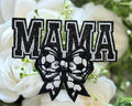Mama Soccer Bow Iron on Patch