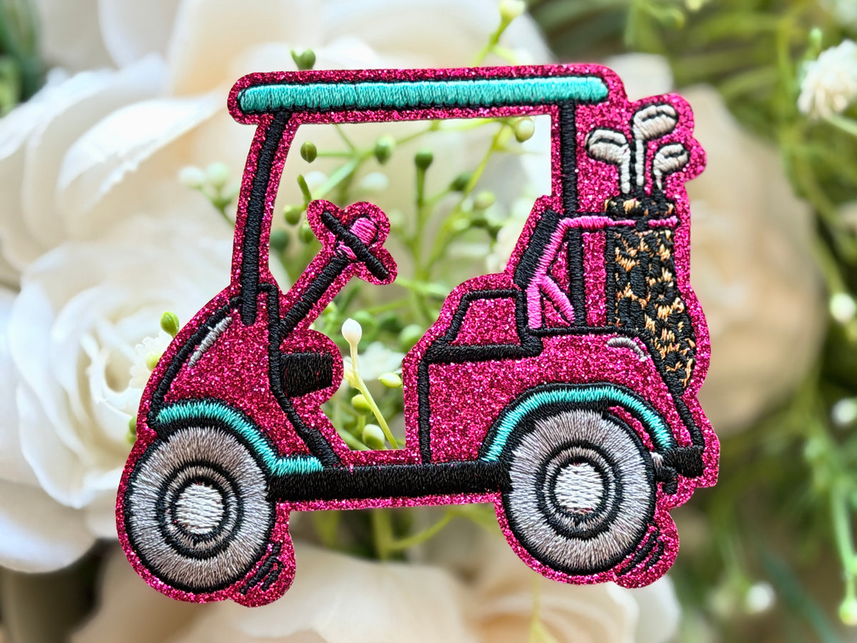 Pink Golf Cart Iron on Patch