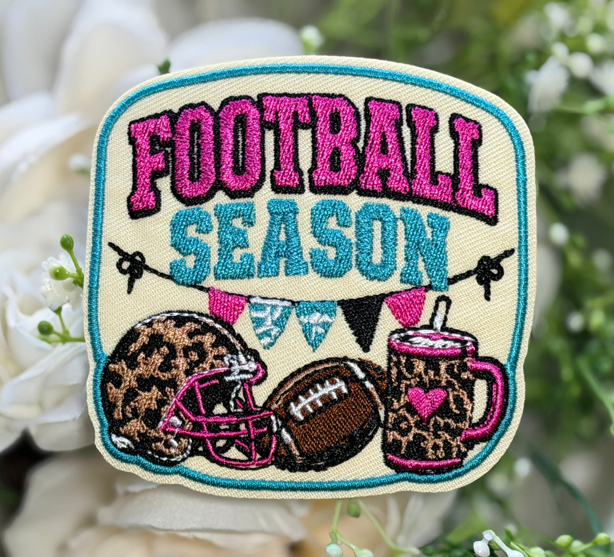 Football Season Pink & Blue Iron on Patch