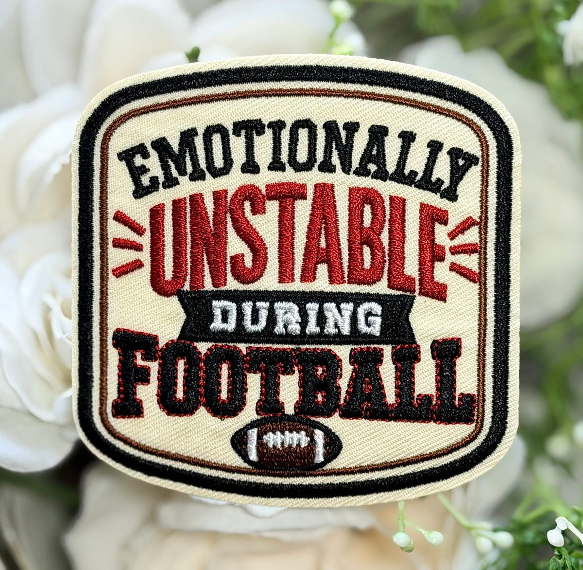 Emotionally Unstable Football Iron on Patch