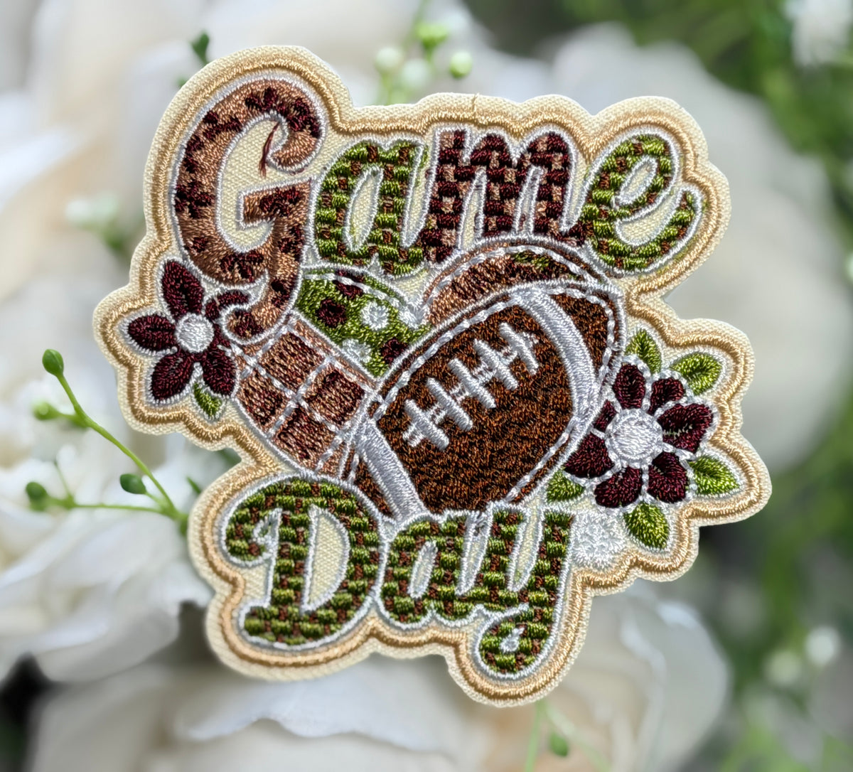 Game Day Football Floral Iron on Patch