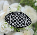 Black & White Checkered Football Iron on Patch
