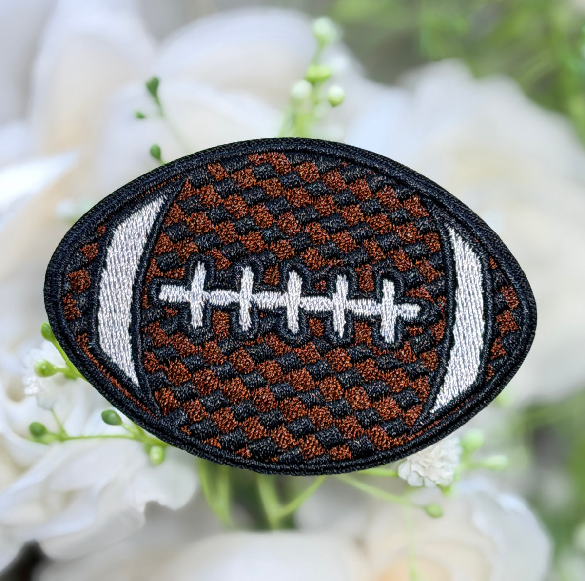 Brown Stitched Football Iron on Patch