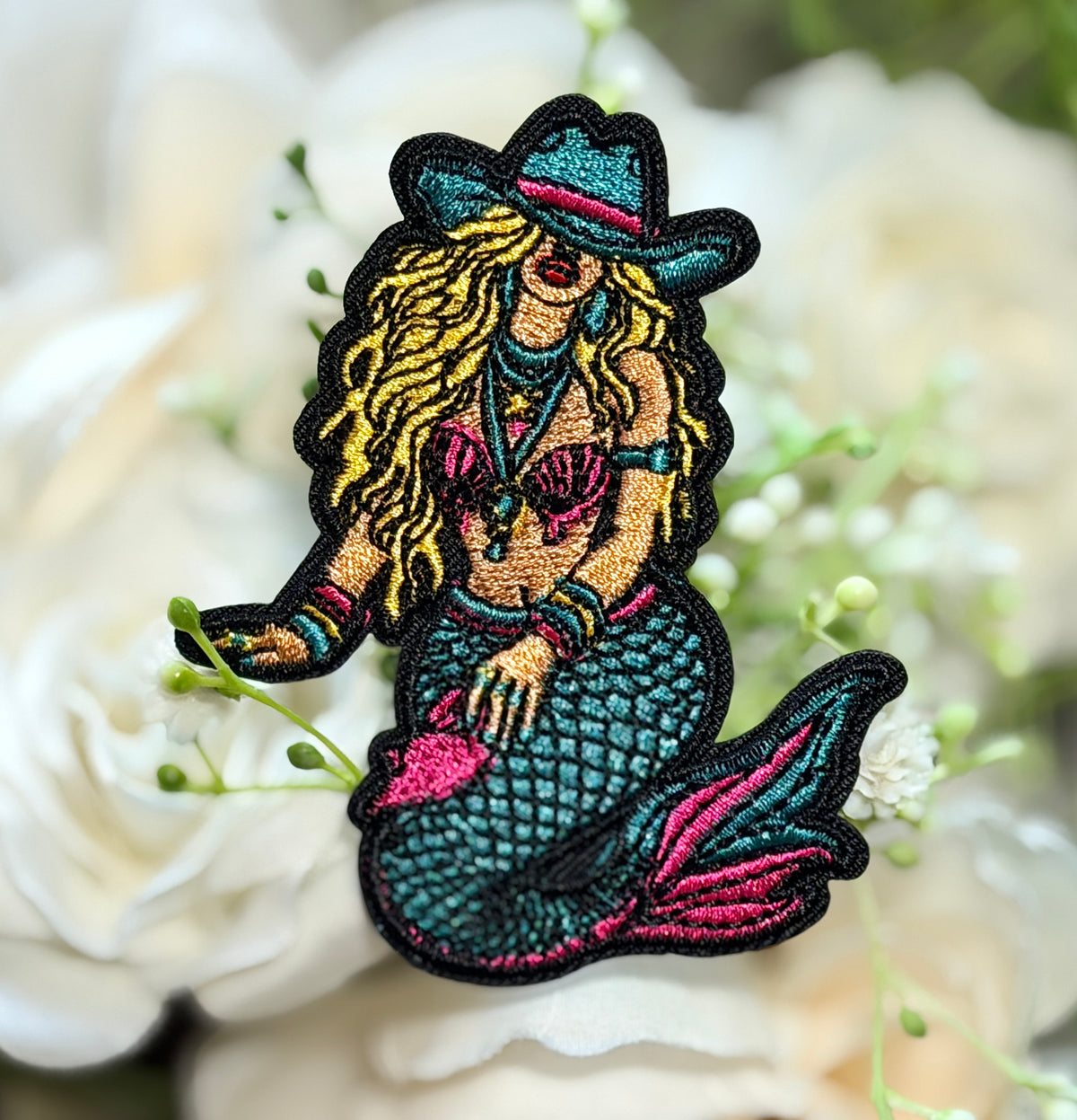 Cowgirl Mermaid Iron on Patch