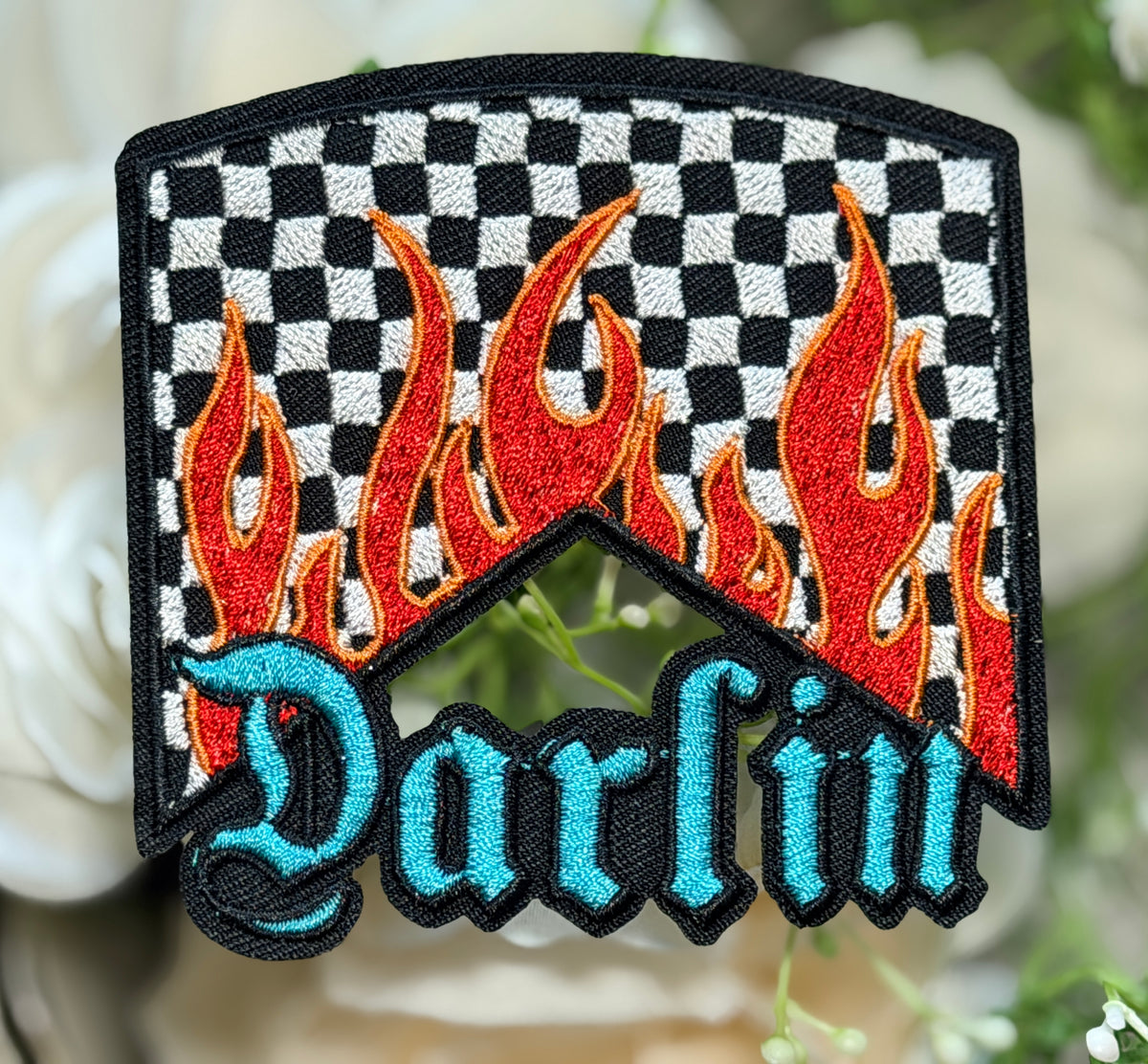 Darlin Checkered Iron on Patch