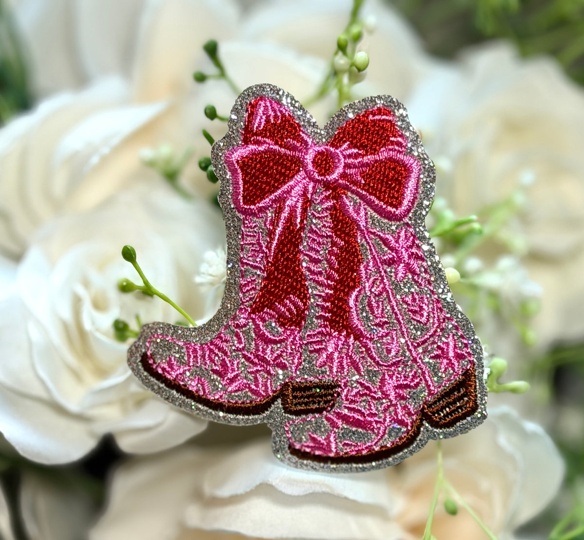Pink Cowboy Boots Iron on Patch