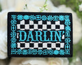 Darlin Turquoise Checkered Iron on Patch