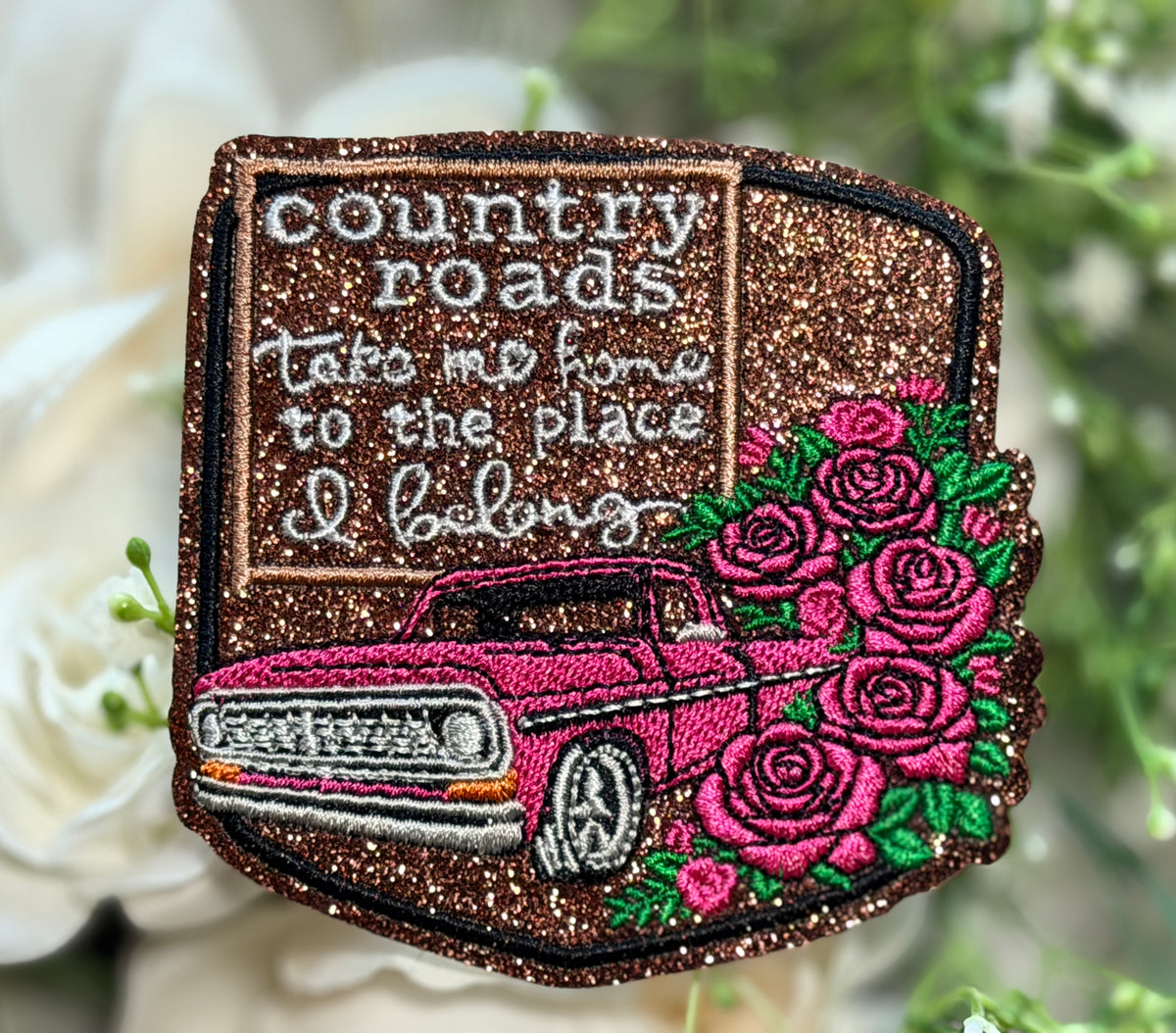 Country Girl Cowgirl Roses & Boots Iron on Patch