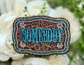 Somebody Turquoise Western Iron on Patch