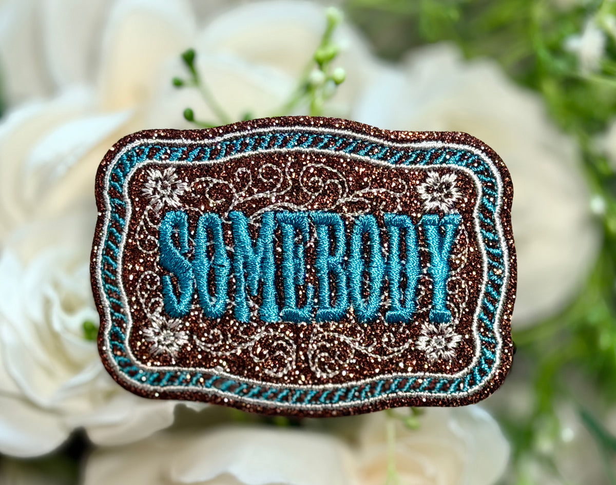 Somebody Turquoise Western Iron on Patch