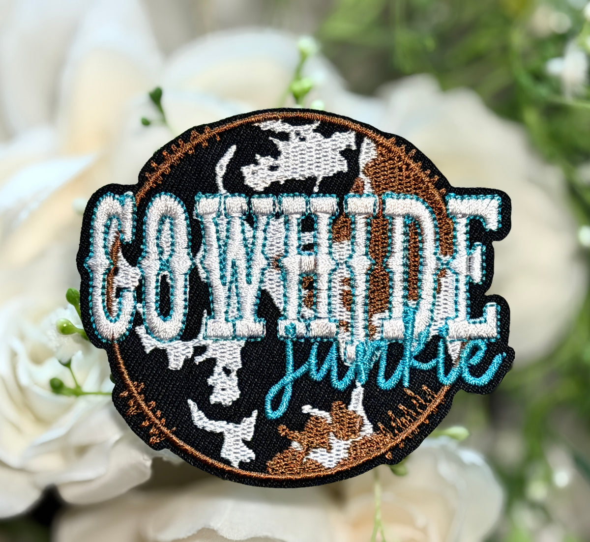 Cowhide Junky Round Iron on Patch