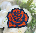 Orange Blue Rose Iron on Patch