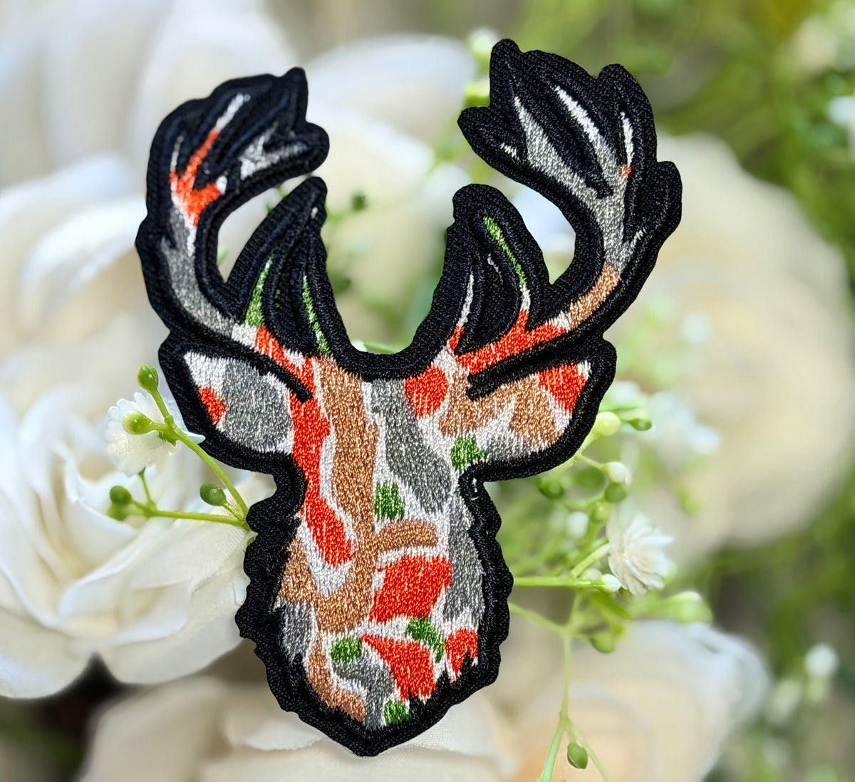 Camo Deer Antlers Iron on Patch